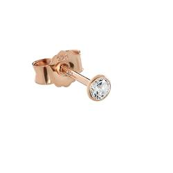 NKlaus Einzel 3,0mm Ohrstecker 925 Sterling Silber Rosegold Vergoldet Zirkonai Ohrringe 10327 von NKlaus