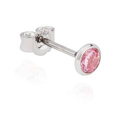 NKlaus Einzel Kelch Ohrstecker 925 Silber anlaufgeschützt 4mm Zirkonia Rose Ohrring 11211 von NKlaus