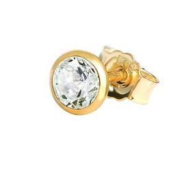 NKlaus Einzel Ohrstecker 5,0mm Gelbgold 585 14 Karat Gold Männer Ohrring Kristall Zirkonia Weiß 1768 von NKlaus