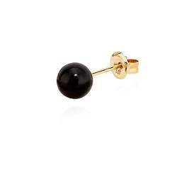 NKlaus Einzel Ohrstecker echte Schwarze Onyx 333 Gelb Gold 8 Karat 6mm rund Ohrringe 11060 von NKlaus