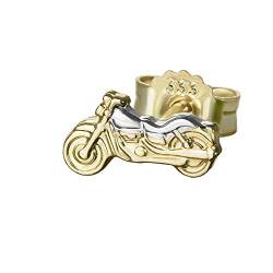NKlaus Einzel kleine Motorrad 333er Gold 8 Karat Ohrstecker Bicolor 8 * 4mm Ohrring 4834 von NKlaus