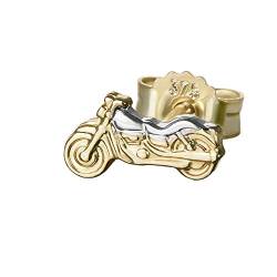 NKlaus Einzel kleine Motorrad 375er Gold 9 Karat Ohrstecker Bicolor 8 * 4mm männer Ohrring 4835 von NKlaus