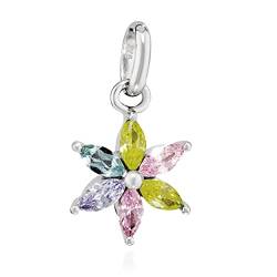 NKlaus Kettenanhänger Blume Zirkonia bunt 925 Silber hochglanz 10x10mm Damen Amulett 13582 von NKlaus