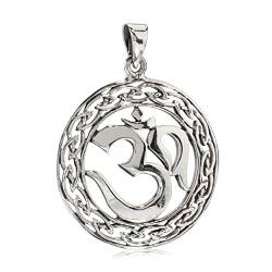 NKlaus Kettenanhänger Om Symbol 925 Silber Antik Oxidiert 3,3cm Talisman Anhänger 7449 von NKlaus