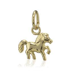 NKlaus Kettenanhänger Pferd 585 Gelb Gold 14 Karat Charm Hochglanz 9x7mm Motiv Amulett 6527 von NKlaus