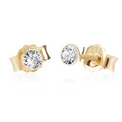 NKlaus Paar 2,8mm Diamant Ohrstecker 585 Gelb Gold 14 Karat Brilliant 0,06ct Zertifikat 9660 von NKlaus