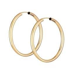 NKlaus Paar 585 Gold gelbgold Creolen Ohrringen Ohrschmuck 2,5mm rund Goldohrringe 40mm 9033 von NKlaus