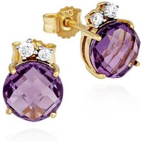 NKlaus Paar Ohrstecker Paar Ohrstecker 333 Gelbgold 8 Karat 7mm echt Amethyst Damen Goldohrri von NKlaus