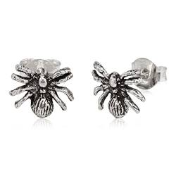 NKlaus Paar Spinne Ohrstecker 925 Silber Oxidiert 8mm Ohrringe Gothic Ohrschmuck 12893 von NKlaus