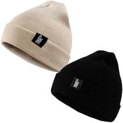 NLAND Wintermütze Herren und Damen Warme Unisex Beanie Mütze Strickmütze Weich Wollmütze für Frauen Männer (Schwarz&Khaki) von NLAND