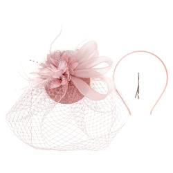 Haarband Damen Europäischer Vintage-Vening-Bankett-Feder-Blumen-Haarschmuck-Hut für Damen Praktische Strandtücher für Erwachsene (Pink, One Size) von NLGToy