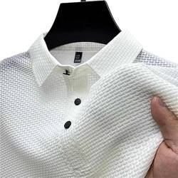 NLONGCH Kurzärmeliges Herren-Poloshirt aus Netzstoff, Eisseide, bequem, atmungsaktiv, Sommer-Mesh-Kurzarm, Anti-Falten, Eisseide, Herren-Poloshirt, weiß, M von NLONGCH