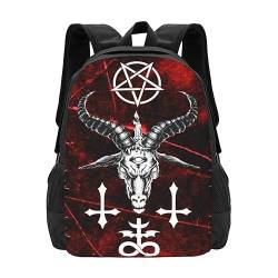 Baphomet Satan Rucksack, Laptop-Rucksack, Schultertasche, Schule, Büchertasche für Jungen und Mädchen, lässiger Reise-Tagesrucksack, Business-Rucksack für Männer und Frauen, 41,9 cm von NLWQEKV