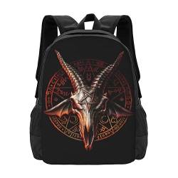 Baphomet Satan Rucksack, Laptop-Rucksack, Schultertasche, Schule, Büchertasche für Jungen und Mädchen, lässiger Reise-Tagesrucksack, Business-Rucksack für Männer und Frauen, 41,9 cm von NLWQEKV