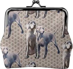 Damen-Geldbörse aus Leder mit Hund, Weimaraner, Kleingeldtasche mit Kiss-Lock-Verschluss, Schnallen-Geldbörse als Geschenk für Mädchen von NLWQEKV