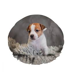 Doppelte wasserdichte Bade-Duschhaube, Terrier, Welpe, sitzend, Frottee-Teppich, niedlicher Hund, niedlich, wiederverwendbar, modische Duschmütze für Damen, Schönheit, Bad, Haar, Spa, Zuhause, Hotel, von NLWQEKV