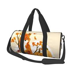 Herbst-Fuchs- und Kürbis-Reisetasche, große Sport-Sporttasche, multifunktionale Übernachtungstasche für Männer und Frauen von NLWQEKV