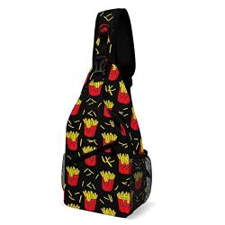 NLWQEKV Bunte Pommes-Frites-Schultertasche, Umhängetasche, Reise-Tagesrucksack von NLWQEKV