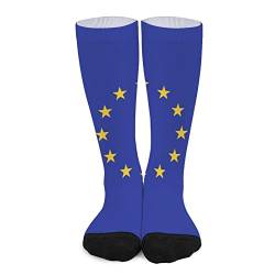 NLWQEKV Lange Socken für Herren und Damen, modisches Muster, Flagge der Europäischen Union, lange Socken, lustige Shorts-Socken, oberschenkelhohe Socken, lustige Socken für Jungen von NLWQEKV