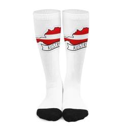 NLWQEKV Socken mit österreichischer Flagge, Crew-Socken, Unisex, lässig, lange Socken, Neuheit, sportliche Socken, Kleidersocken für Männer und Frauen von NLWQEKV