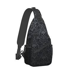 NLWQEKV Umhängetasche mit Totenkopf-Motiv, für Damen und Herren, Umhängetasche, Sling-Rucksack, Schultertasche, Brusttasche für Reisen, Wandern, Fitnessstudio von NLWQEKV