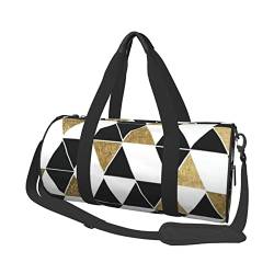Schwarz-Weiß-Gold-Dreiecke, Reisetasche, große Sporttasche, multifunktionale Übernachtungstasche für Männer und Frauen von NLWQEKV