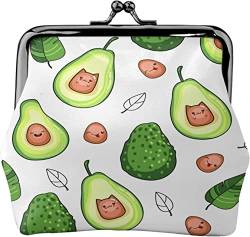 Süße grüne Avocado-Fruchtmuster-Schnalle, Leder-Geldbörsen, Vintage-Beutel, Kiss-Lock-Wechselgeldbörse, Mini-Geldbörsen für Frauen und Mädchen von NLWQEKV