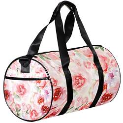 Turnbeutel, kleine Reisetasche, Sporttasche für Yoga, Aquarell-Rosa-Blumen, Outdoor-Fitnesstasche, Tragetasche von NLWQEKV