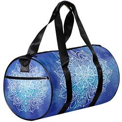 Turnbeutel, kleine Reisetasche, Sporttasche für Yoga, Mandala-Blau-Aquarell, Outdoor-Fitnesstasche, Handgepäcktasche von NLWQEKV
