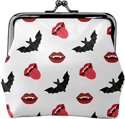 Vampire Mouth Damen-Geldbörse aus Leder, kleine Kleingeldtasche mit Kiss-Lock-Verschluss, Schnallen-Geldbörse als Geschenk für Mädchen von NLWQEKV