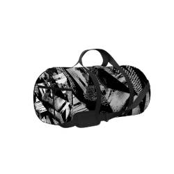 Vintage Schwarz-Weiß-Sporttasche mit abstrakter geometrischer Textur, Tragetasche, wasserdichte Sporttasche mit Schultergurt, Reißverschluss, 2 Seitentaschen für Damen und Herren, Reise- und Aufbewahr von NLWQEKV