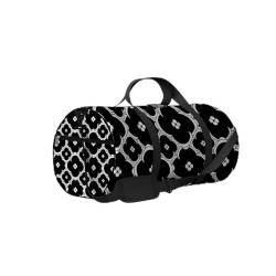 Vintage-Sporttasche mit geometrischem Muster in Schwarz und Weiß, Tragetasche, wasserdicht, Turnbeutel mit Schultergurt, Reißverschluss, 2 Seitentaschen für Damen und Herren, Reise- und Aufbewahrungs- von NLWQEKV