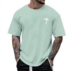 Oversize Shirt Herren Oversized Rundhals Shirts Herren Sommer Lose Kurzarm Tshirt Vintage Buchstaben Drucken Oberteile Shirts Streetwear Casual Sport Tops Oversize Herren (c-Mint Green, XXXL) von NMSLCNM