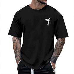 Tshirt Herren Oversize Sommer Lose Rundhals Kurzarm Shirt Oversized Tshirt Herren Vintage Drucken Oberteile Shirts Casual Herren Sportshirts Freizeitshirts Streetwear (01 Black, XL) von NMSLCNM