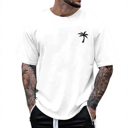 Tshirt Herren Oversize Sommer Lose Rundhals Kurzarm Shirt Oversized Tshirt Herren Vintage Drucken Oberteile Shirts Casual Herren Sportshirts Freizeitshirts Streetwear (01 White, L) von NMSLCNM