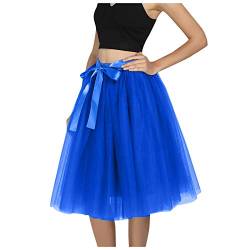 Tüllrock Damen Unterrock Karneval Kostüm Retro Hohe Taille Tutu Rock 50er Rockabilly Rock Ballkleid Ballett Blase Petticoat Tuturock Tütü Reifrock Tüll Tanzkleid Midirock (b-Blue, One Size) von NMSLCNM