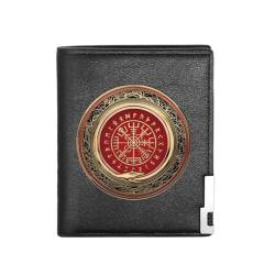 Einzigartige Mittelalterliche Retro-Leder-Geldbörsen Aus Echtem Leder, Luxus-Geldbörse For Herren, Weihnachtsgeburtstagsgeschenk, Nordisches Wikinger-Symbol-Amulett-Geldbörse ( Color : C-wallet 23 ) von NMVAWIPT