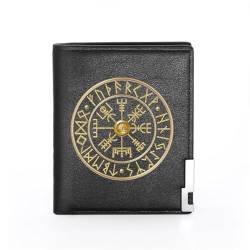 Einzigartige Mittelalterliche Retro-Leder-Geldbörsen Aus Echtem Leder, Luxus-Geldbörse For Herren, Weihnachtsgeburtstagsgeschenk, Nordisches Wikinger-Symbol-Amulett-Geldbörse ( Color : C-wallet 43 ) von NMVAWIPT