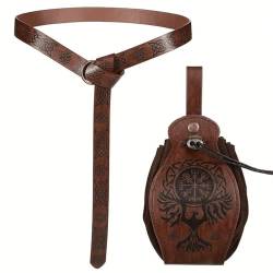 Einzigartige Mittelalterliche Retro-Leder-Geldbörsen Aus Echtem Leder, Luxus-Geldbörse For Herren, Weihnachtsgeburtstagsgeschenk, Nordisches Wikinger-Symbol-Amulett-Geldbörse ( Color : E- Money bag 8 von NMVAWIPT