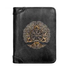 Einzigartige Mittelalterliche Retro-Leder-Geldbörsen Aus Echtem Leder, Luxus-Geldbörse For Herren, Weihnachtsgeburtstagsgeschenk, Nordisches Wikinger-Symbol-Amulett-Geldbörse ( Color : G-Wallet 31 ) von NMVAWIPT