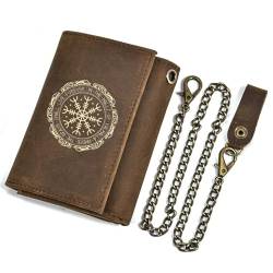 Einzigartige Mittelalterliche Retro-Leder-Geldbörsen Aus Echtem Leder, Luxus-Geldbörse For Herren, Weihnachtsgeburtstagsgeschenk, Nordisches Wikinger-Symbol-Amulett-Geldbörse ( Color : J-wallet 12 ) von NMVAWIPT