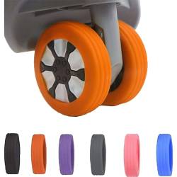 8 Pcs Luggage Compartment Wheel Protection Cover, Waterproof Shock-Proof Carry on Luggage, Wheels Cover, Luggage Wheels Cover, Silicone Suitcase Wheels Cover for Protect Suitcase Wheel (Orange) von NNBWLMAEE