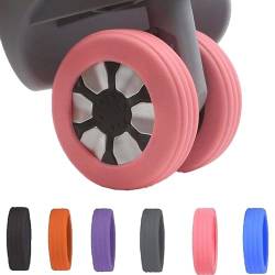 8 Pcs Luggage Compartment Wheel Protection Cover, Waterproof Shock-Proof Carry on Luggage, Wheels Cover, Luggage Wheels Cover, Silicone Suitcase Wheels Cover for Protect Suitcase Wheel (Pink) von NNBWLMAEE
