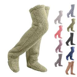 Snuggs Cozy Socks, Snugglepaws Sock Slippers, Snuggs Cozy Socks Knee High, Teddy Legs Long Socks for Women (Green) von NNBWLMAEE