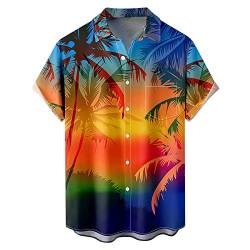 Herren Kurzarm Sommer Hawaiihemd Funky Hawaiihemd Herren Kurzarm Fronttasche Hawaii-Print Strand Beach Palmen Diverse Farben Herren Unterhosen 90s Shirt Herren Oberteile Blusen Shirts von NNGOTD