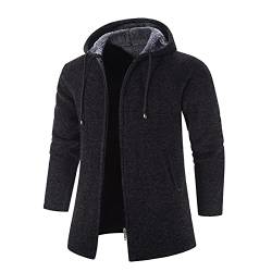 Wintermantel mit Kapuze für Männer Plus aus samt warm solide Colour-Mantel Langärmeliger Loser Ausziehband Außenbekleidung wasserdichte Wanderjacke Herren (BAULMD1028C-Black, XXXL) von NNGOTD