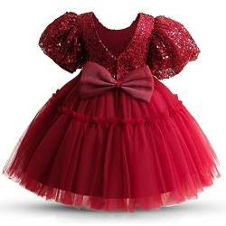 NNJXD Baby Mädchen Kleid Pailletten Party Kleider Tutu Kleinkind Mädchen Taufe Taufe Prinzessin 2002 Rot Größe (80) 6-12 Monate von NNJXD