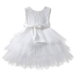 NNJXD Baby Mädchen Partykleid Tutu Spitze Kleinkind Mädchen Taufe Prinzessin 1928 Weiß Größe (130) 5-6 Jahre von NNJXD