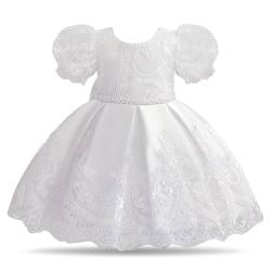 NNJXD Baby Mädchen Spitze Partykleid Taufe Bowknot Kleinkind Tutu Brautkleid 2021 Weiß Größe (100) 2-3 Jahre von NNJXD