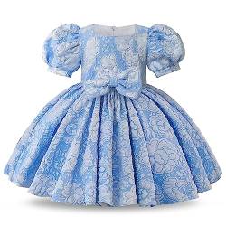 NNJXD Baby Mädchen Taufkleid Tutu Party Blume Schleife Kleinkind Mädchen Kleider 2038 Blau Größe (110) 3-4 Jahre von NNJXD